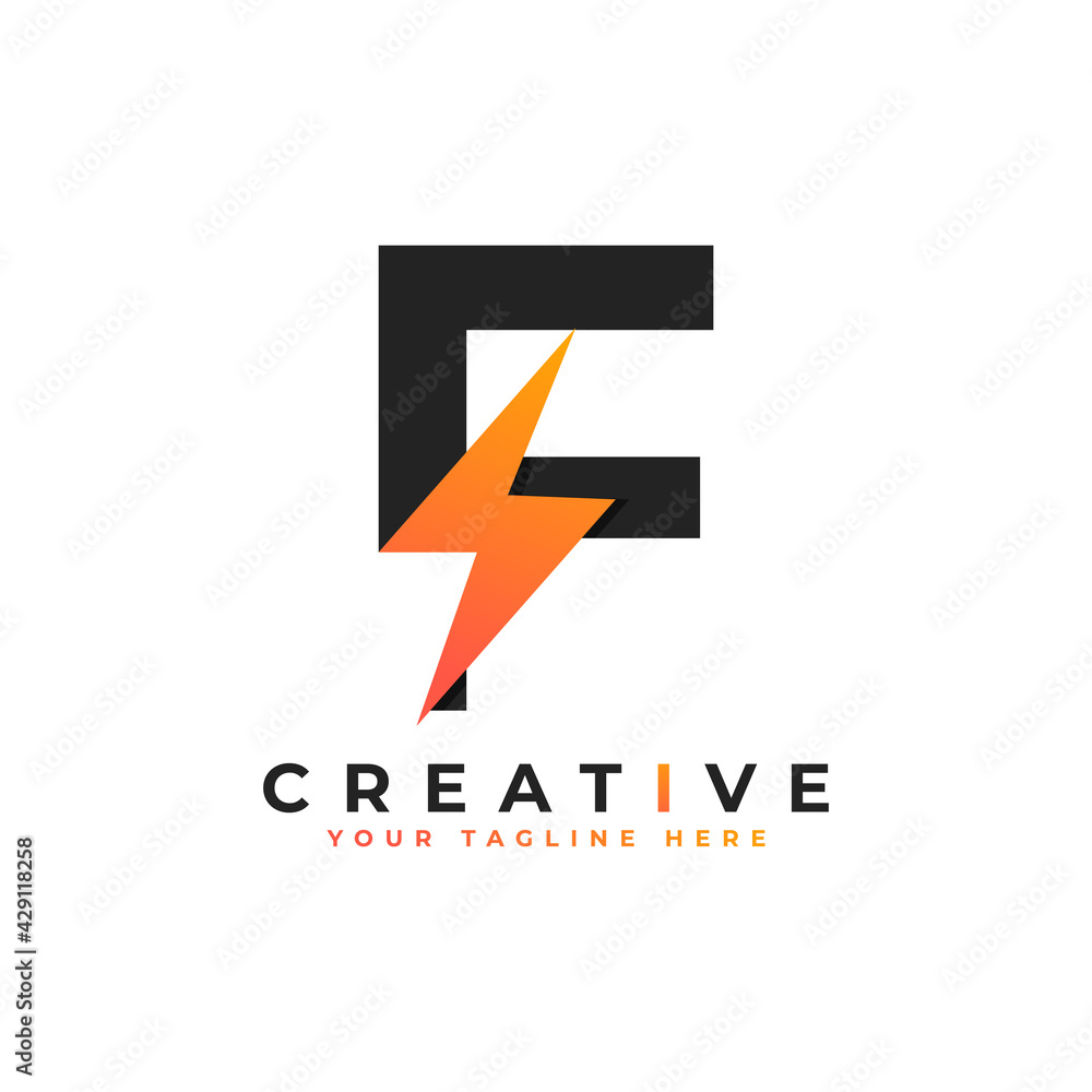 Initial Letter F Logo With Lighting Thunder Bolt. Alphabet Suitable for Fast, Power, Flash, Electric, Identity, Moving and Speed. Initial Letter F Logo With Lighting Thunder Bolt. Alphabet Suitable for Fast, Power, Flash, Electric, Identity, Moving and Speed.