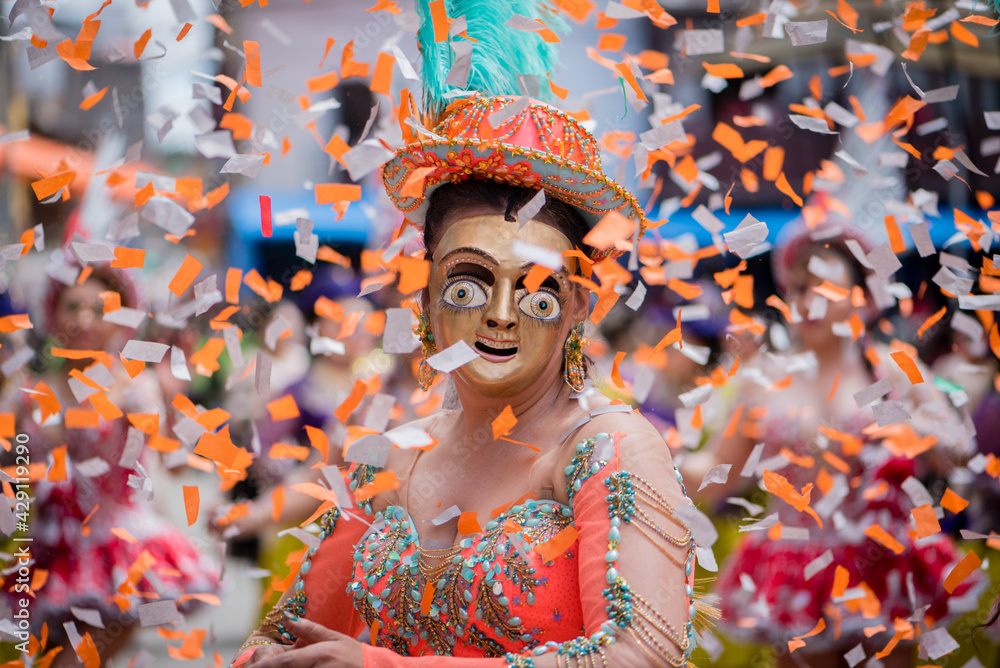 China morena dances at the Bolivia's Oruro Carnival