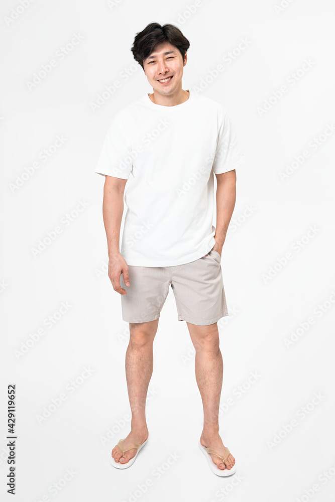 White t-shirt and shorts men's basic wear full body White t-shirt and shorts men's basic wear full body