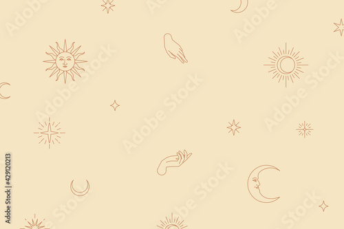 Wallpaper Mural Celestial icons linear drawing background Torontodigital.ca