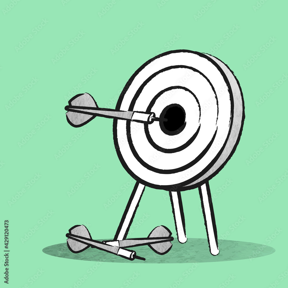 Dart and arrow doodle green illustration for business marketing Dart and arrow doodle green illustration for business marketing