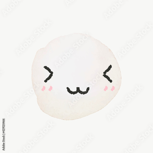 Cute watercolor emoticon with smiling face in doodle style