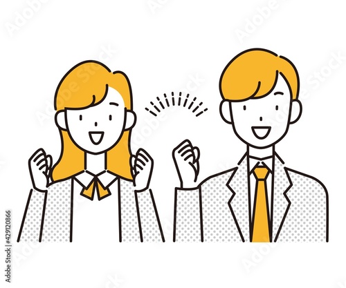 ガッツポーズの男女 応援 新社会人 イラストカット Vector De Stock Adobe Stock ガッツポーズの男女 応援 新社会人 イラストカット Vector De Stock Adobe Stock