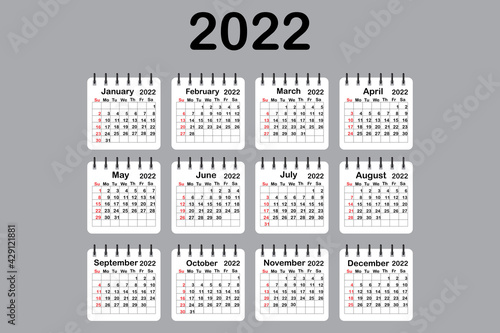2022 calendar color in modern style. Calendar template. Business organizer. Vector illustration. EPS 10.