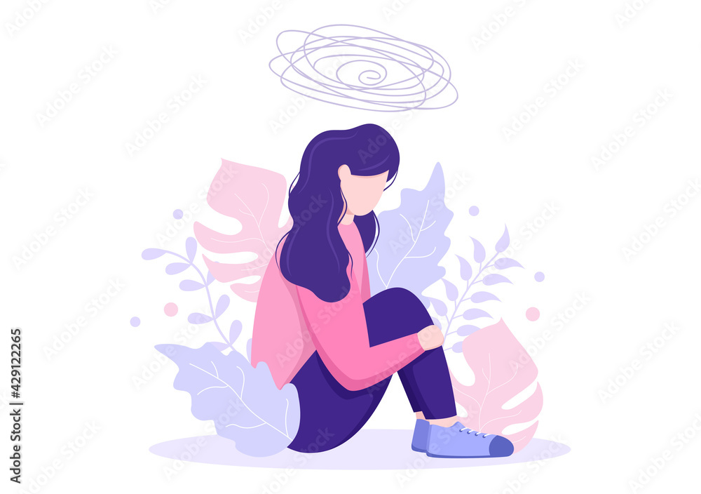 Mental Health Due To Psychology, Depression, Loneliness, Illness, Brain Development, or Hopelessness. Psychotherapy And Mentality Healthcare. Illustration Mental Health Due To Psychology, Depression, Loneliness, Illness, Brain Development, or Hopelessness. Psychotherapy And Mentality Healthcare. Illustration