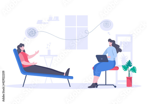 Mental Health Due To Psychology, Depression, Loneliness, Illness, Brain Development, or Hopelessness. Psychotherapy And Mentality Healthcare. Illustration