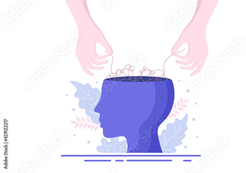Mental Health Due To Psychology, Depression, Loneliness, Illness, Brain Development, or Hopelessness. Psychotherapy And Mentality Healthcare. Illustration