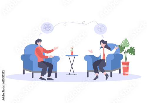 Mental Health Due To Psychology, Depression, Loneliness, Illness, Brain Development, or Hopelessness. Psychotherapy And Mentality Healthcare. Illustration