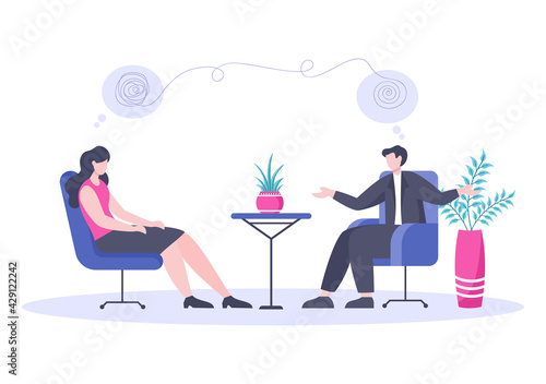 Mental Health Due To Psychology, Depression, Loneliness, Illness, Brain Development, or Hopelessness. Psychotherapy And Mentality Healthcare. Illustration