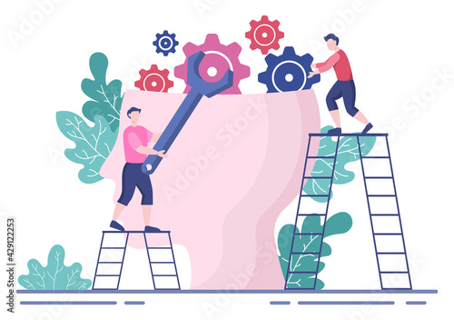 Mental Health Due To Psychology, Depression, Loneliness, Illness, Brain Development, or Hopelessness. Psychotherapy And Mentality Healthcare. Illustration