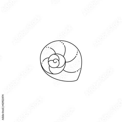 Seashell Icon in a Trendy Minimal Linear Style. Vector Illustration of a Seashell for Website, T-Shirt Print, Tattoo