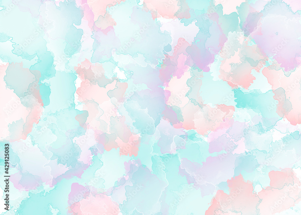 Abstract soft light background in pastel colors in the form of ink streaks. Illustration of colored marble