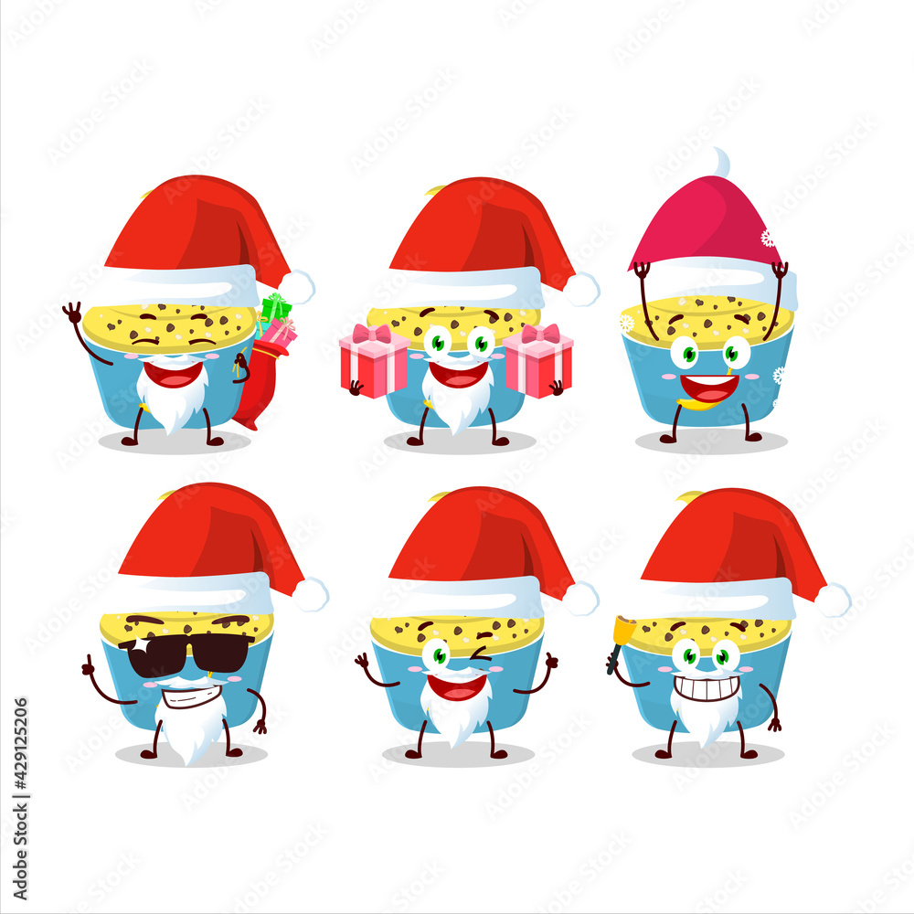 Santa Claus emoticons with ice cream banana cup cartoon character