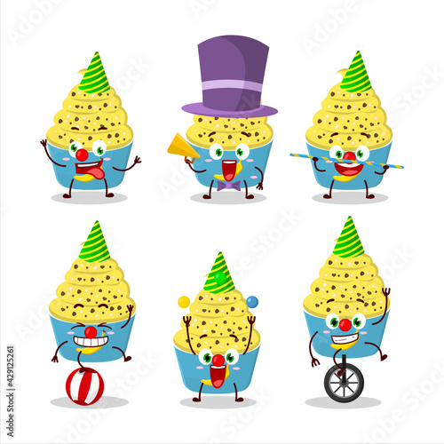 Cartoon character of ice cream banana cup with various circus shows
