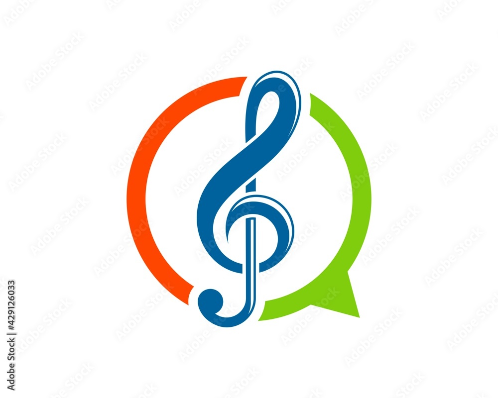 Circle bubble chat with music note inside Circle bubble chat with music note inside