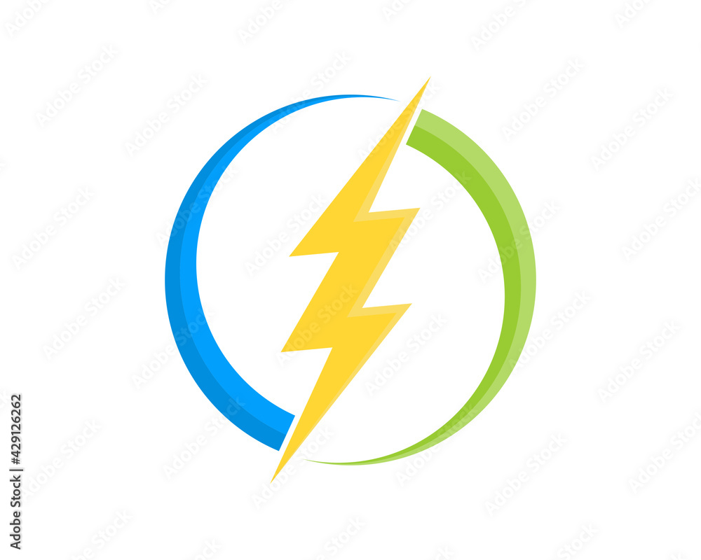 Electricity symbol in the circular swoosh logo Electricity symbol in the circular swoosh logo
