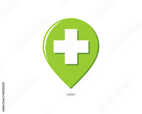 Medical plus symbol inside the point location
