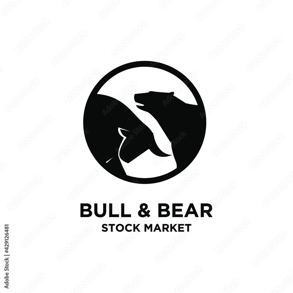 Bear and bull vector logo design players on Exchange and traders on a stock market Bear and bull vector logo design players on Exchange and traders on a stock market