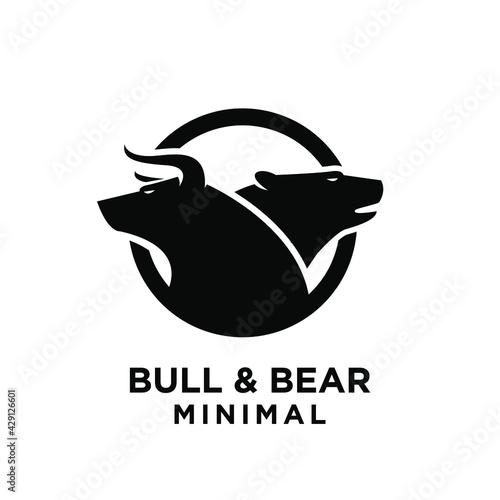 Bear and bull vector logo design players on Exchange and traders on a stock market
