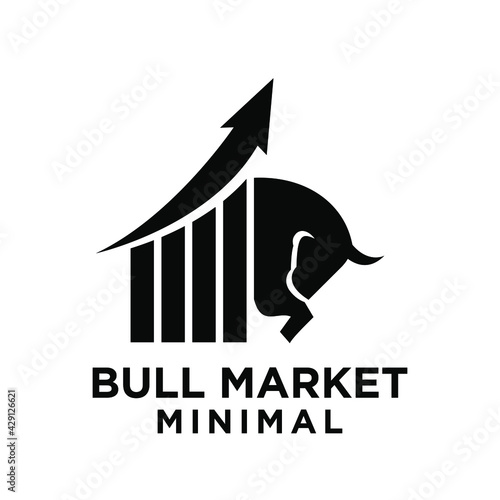 Bear bull with chart bar logo design. finance vector logo design