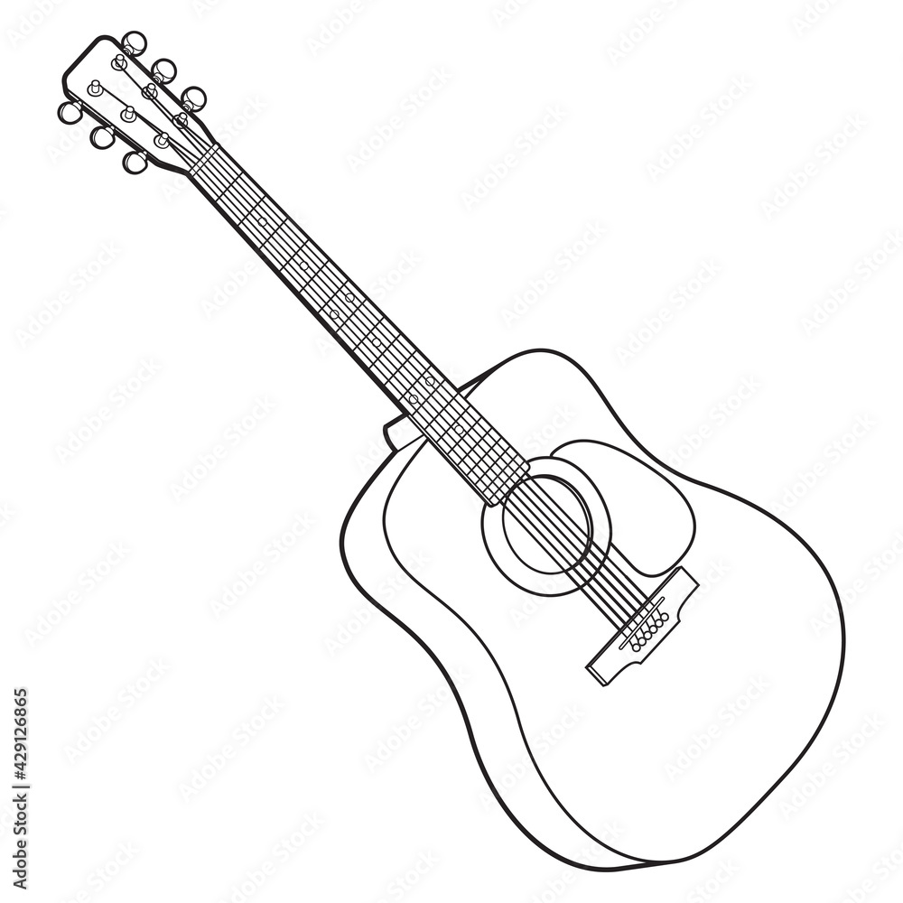guitar line vector illustration