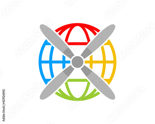 Aviation blade airplane with globe
