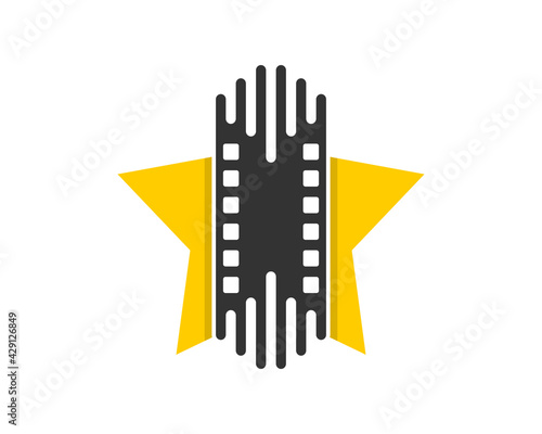 Film reel in the star shape logo