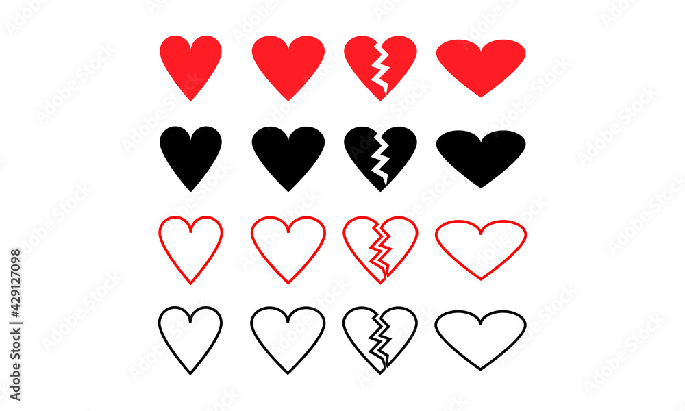 Collection of heart illustrations, Love symbol icon set, love symbol Collection of heart illustrations, Love symbol icon set, love symbol