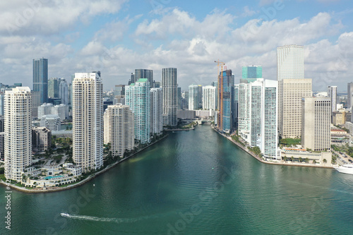 Aerial view of entrance to Miami River and surrounding buildings in Miami. © Francisco