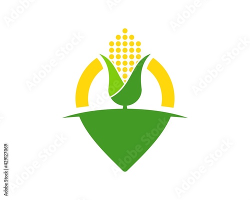 Pin location with abstract corn farm inside