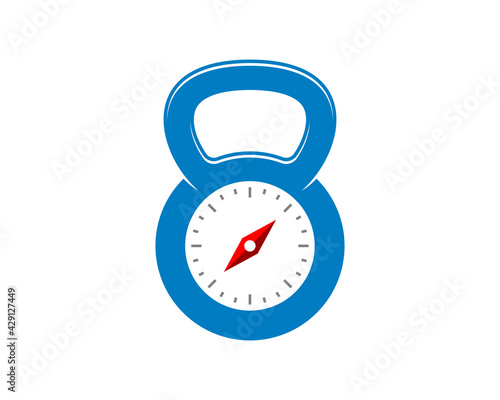 Gym kettle bell with compass needle inside