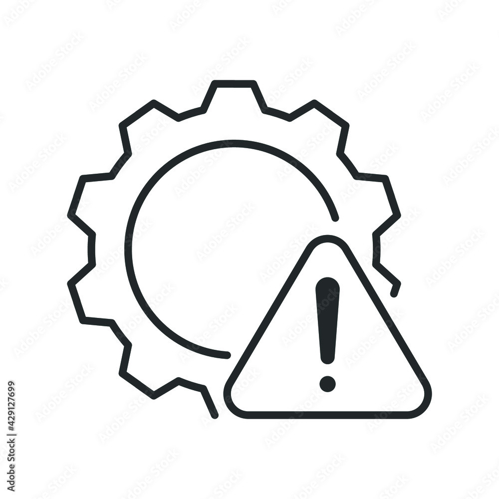 Failure, system error line icon. Simple outline style. Alert, gear, mechanical concept. Vector illustration isolated on white background. EPS 10.