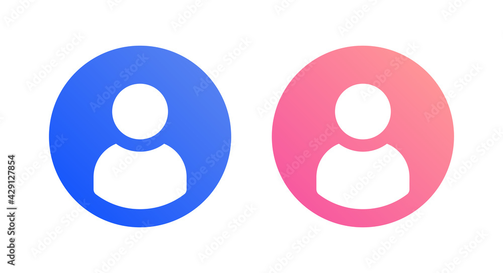 User icon in circle shape with blue and pink color design. User icon in circle shape with blue and pink color design.