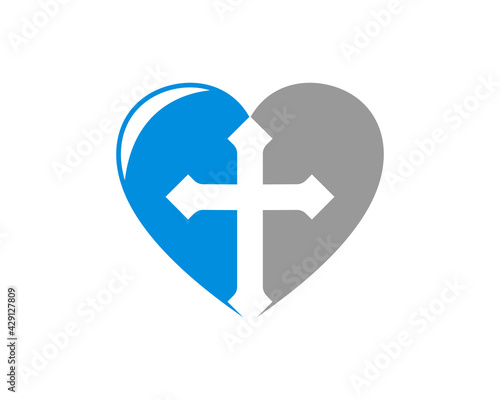 Fotografija Christian cross inside the love logo