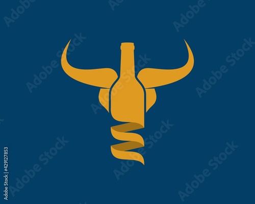 Abstract wine bottle with bull thorn