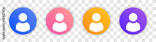 User vector icons set in round shape interface design. Avatar in circle with transparent background.