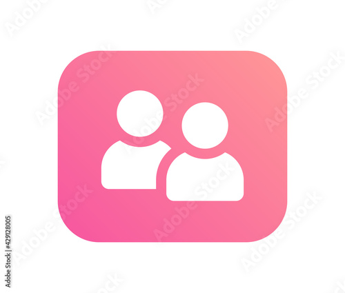 Friends, two users in pink shape vector icon.