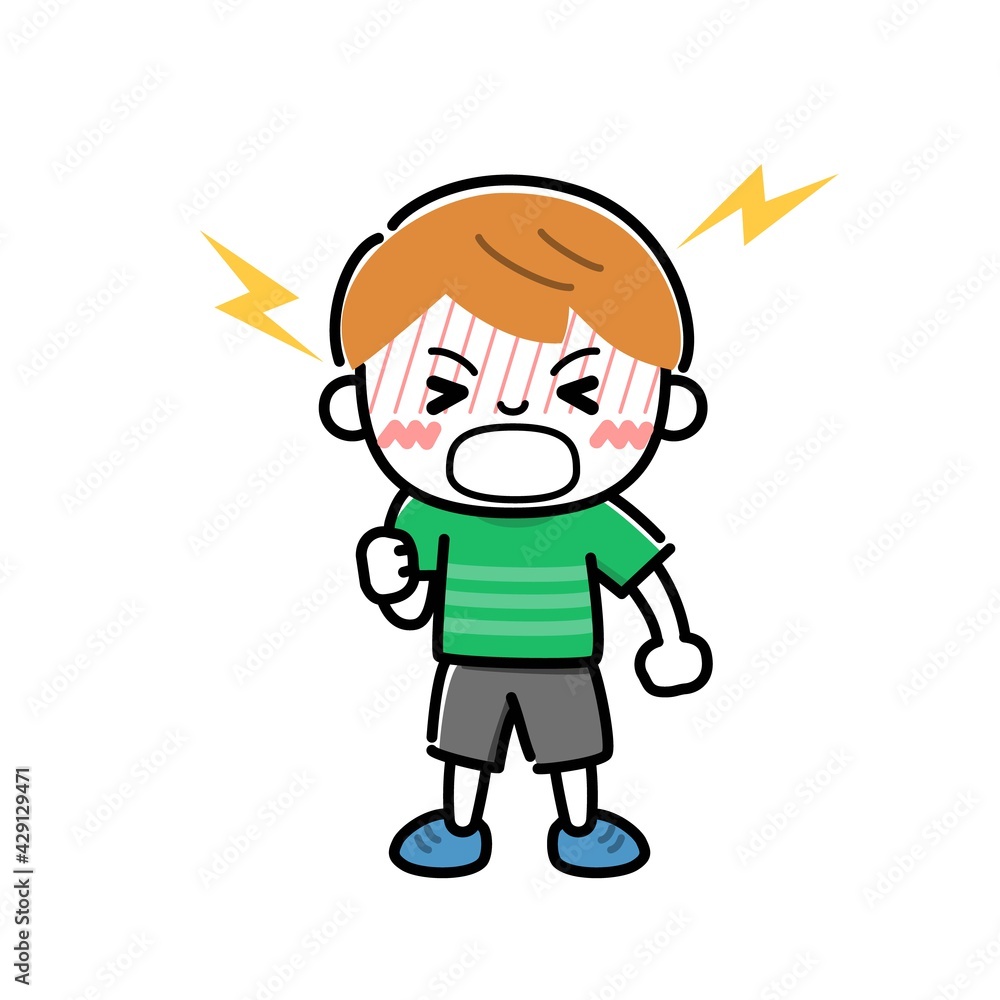 怒り顔の男の子 怒り顔の男の子