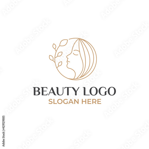 Vector abstract woman logo for beauty salon, hair salon, cosmetics