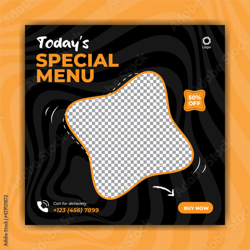 Food social media promotion and instagram banner post design template