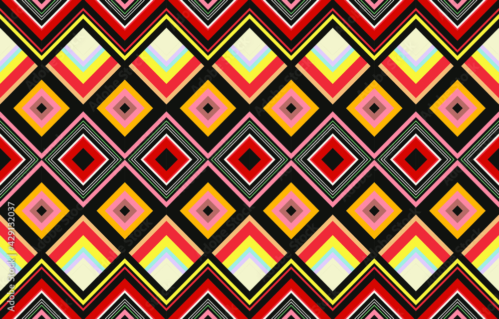 Geometric ethnic pattern traditional Design for background, carpet, wallpaper, clothing, wrapping, Batik, fabric, sarong, Embroidery vector illustration pattern.