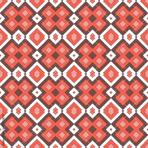 Seamless pattern with neat rhombic patterns. The colors are brown, pink and white. Vector illustration