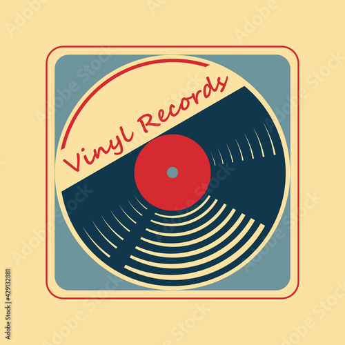 Vinyl record. Stylized image. Icon, symbol, emblem, logo. Vector illustration