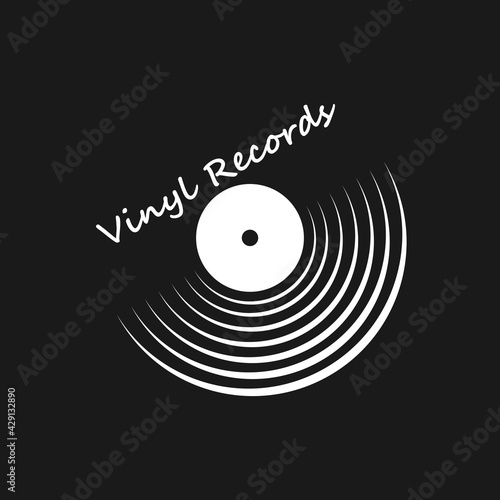 Vinyl record. Stylized image. Icon, symbol, sign, emblem, logo. Vector illustration