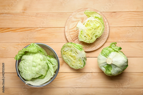 Fresh iceberg lettuce heads...