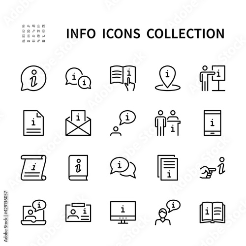 Information vector linear icons set. Isolated icon collection on white background. Information symbol vector set.