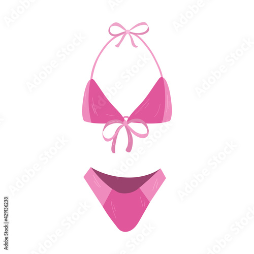 Pink woman swimsuit Vector hand drawn