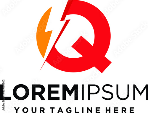 Letter Q lightning electric logo