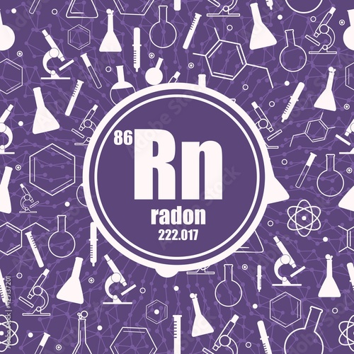 Radon chemical element. Concept of periodic table.