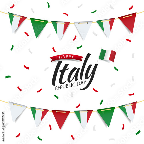 Vector Illustration of Republic Day Italy. Garland with the flag of Italy on a white background.
